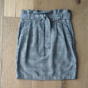 H&M | Plaid Tartan Skirt with Pleated Waist and Tie Belt